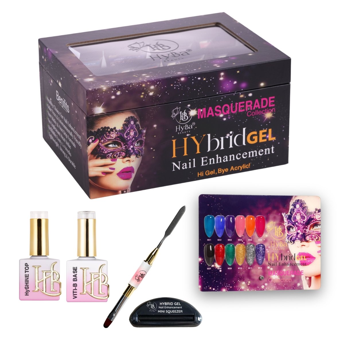 4 MASQUERADE Box Set - HyGEL® Hybrid Gel Nail System - HYBA BEAUTY